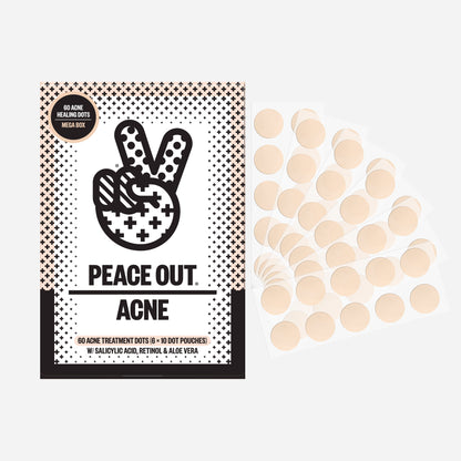 Peace Out Acne Treatment Patch Mega Pack 60-count box packaging.