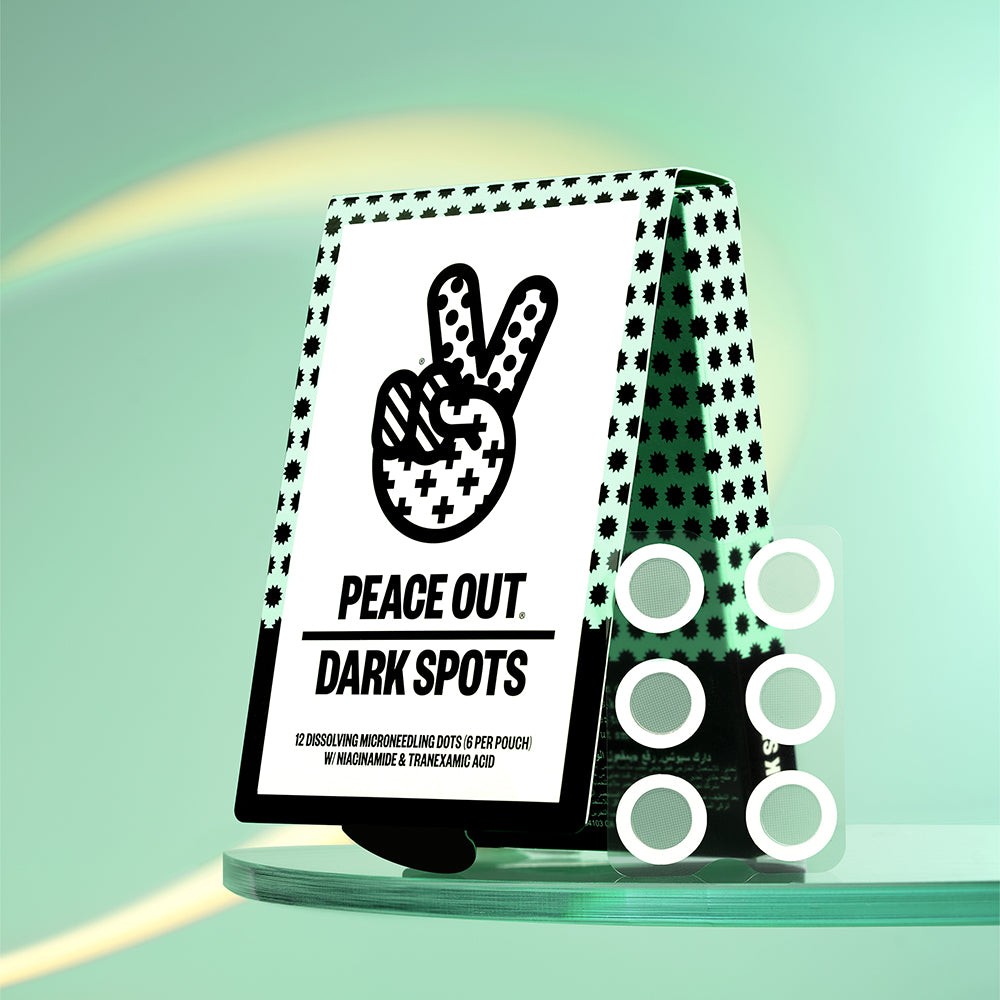 Peace Out Dark Spots on a green table