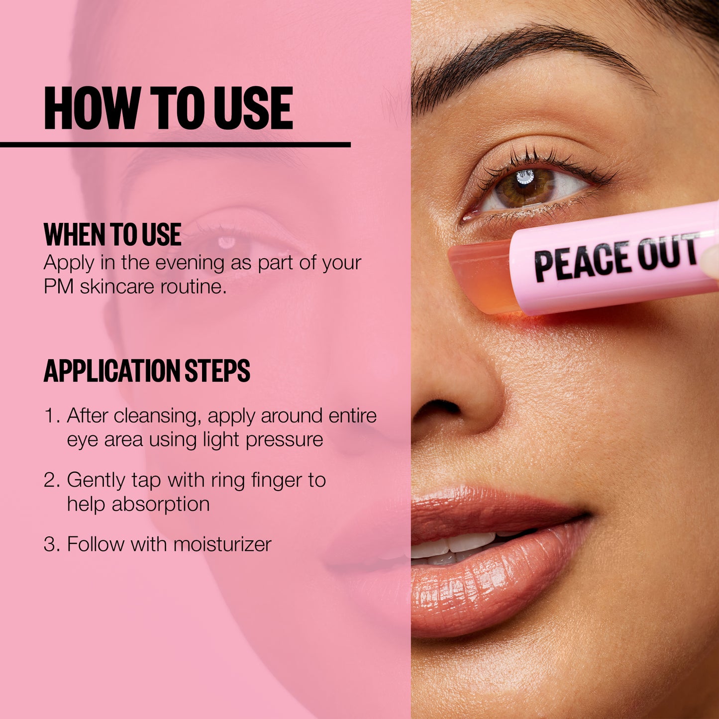 A graphic sharing how to use Retinol Eye Jelly Stick